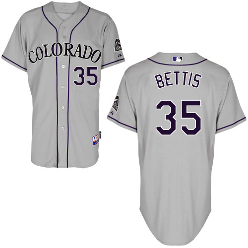 Chad Bettis #35 MLB Jersey-Colorado Rockies Men's Authentic Road Gray Cool Base Baseball Jersey
